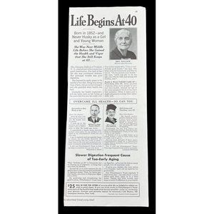 Fleischmann's Yeast 1938 Vintage Print Ad Life Begins at 40 Digestive Aid